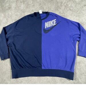 Nike Sweatshirt Mens Medium Purple Blue Sweater Color Block Baggy Vintage Y2K